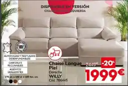 Conforama Willy chaise longue piel derecha oferta