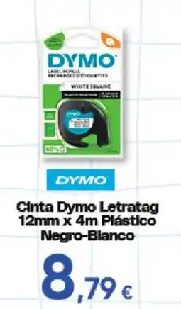 Hiper FROIZ Dymo Cinta Letratag 12mm x 4m Plástico Negro-Blanco oferta