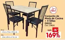 Conforama Diego conjunto de mesa de cocina + 4 sillas oferta