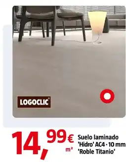 Bauhaus Logoclic suelo laminado 'Hidro' AC4 · 10 mm 'Roble Titanio' oferta