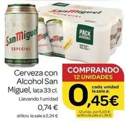 Supermercados El Jamón San miguel - cerveza con alcohol oferta