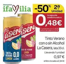 Supermercados El Jamón La casera - tinto con o sin alcohol oferta
