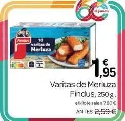 Supermercados El Jamón Findus - varitas de merluza oferta