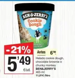 SPAR Fragadis Ben & jerry's - helado cookie dough, chocolate brownie o chunky monkey oferta