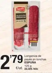 SPAR Fragadis Espuña - longaniza de payes en lonchas oferta