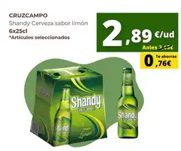Tu Trébol Hipermercados Cruzcampo - shandy cerveza sabor limón oferta