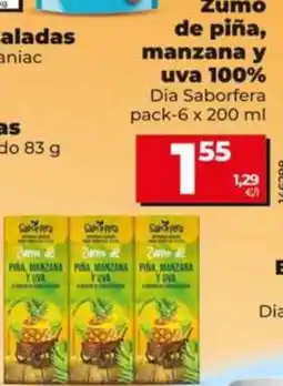 Dia Fresh Dia Saborfera zumo de piña manzana y uva 100% oferta