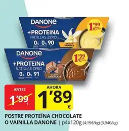 Supermercados MAS Danone postre proteína chocolate o vainilla oferta