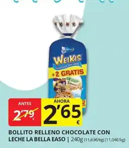 Supermercados MAS Weikis bollito relleno chocolate con leche oferta