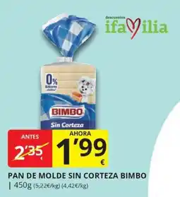 Supermercados MAS Pan de molde sin corteza bimbo oferta
