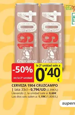 Supermercados MAS Cerveza 1904 Cruzcampo oferta
