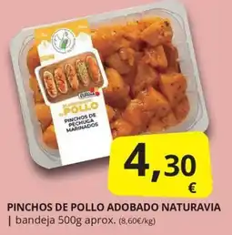 Supermercados MAS Naturavia pinchos de pollo adobado oferta