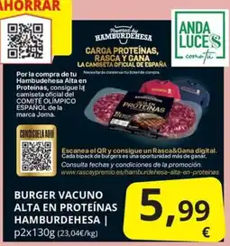 Supermercados MAS Hamburdehesa burger vacuno alta en proteínas oferta