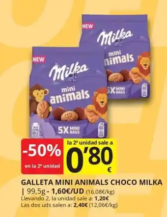 Milka galleta mini animals choco