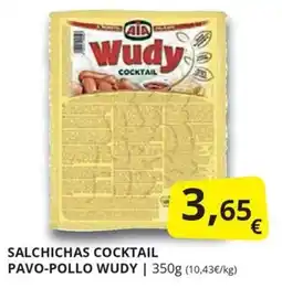 Supermercados MAS Wudy salchichas cocktail pavo-pollo oferta