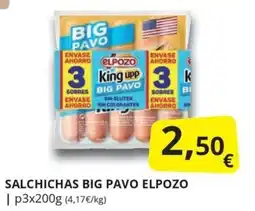 Supermercados MAS Elpozo salchichas big pavo oferta