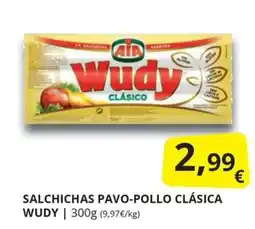 Supermercados MAS Wudy salchichas pavo-pollo clásica oferta