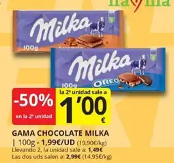 Supermercados MAS Milka chocolate oferta