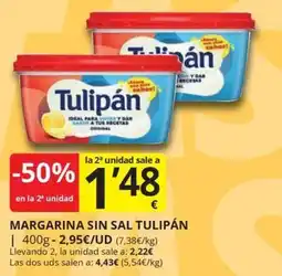 Supermercados MAS Tulipán margarina sin sal oferta