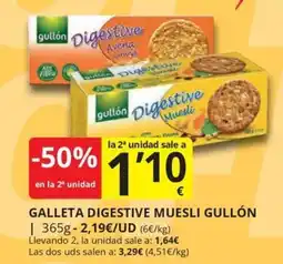 Supermercados MAS Galleta Digestive Muesli Gullón oferta