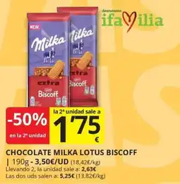 Supermercados MAS Milka chocolate lotus biscoff oferta
