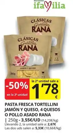 Supermercados MAS Rana pasta fresca tortellini jamón y queso oferta