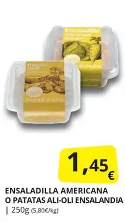 Supermercados MAS ensalandia ensaladilla americana o patatas ali-oli oferta