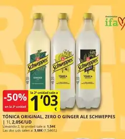 Supermercados MAS Schweppes tónica original, zero o ginger ale oferta