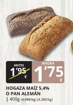 Supermercados MAS Hogaza Maíz 5,4% o Pan Alemán oferta