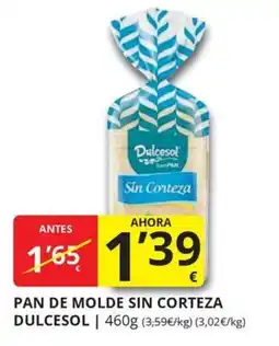Supermercados MAS Pan de molde sin corteza Dulcesol oferta