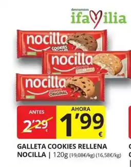 Supermercados MAS nocilla galleta cookies rellena oferta