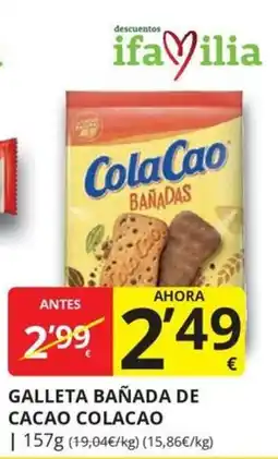 Supermercados MAS ColaCao galleta bañada de cacao oferta