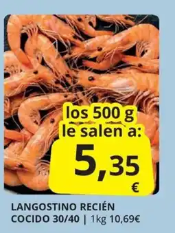 Supermercados MAS langostino recién cocido oferta