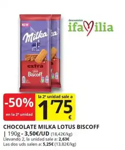 Supermercados MAS Milka chocolate lotus biscoff oferta