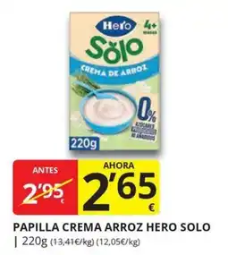 Supermercados MAS Hero papilla crema arroz solo oferta