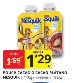 Supermercados MAS Nesquik pouch cacao o cacao plátano oferta