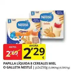 Supermercados MAS Papilla líquida 8 cereales miel o galleta nestlé oferta
