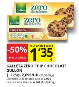 Supermercados MAS Gullón galleta zero chip chocolate oferta