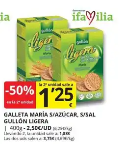 Supermercados MAS Gullón ligera galleta maría s/azúcar, s/sal oferta