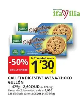 Supermercados MAS Gullón galleta digestive avena/choco oferta