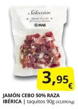 Supermercados MAS MAS jamón cebo 50% raza ibérica oferta