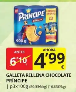 Supermercados MAS Príncipe galleta rellena chocolate oferta