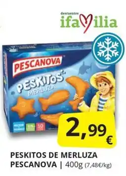 Supermercados MAS Pescanova peskitos de merluza oferta