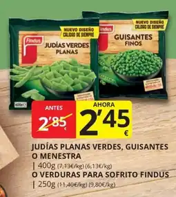 Supermercados MAS Findus judías planas verdes, guisantes o menestra oferta
