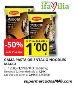 Supermercados MAS Maggi pasta oriental o noodles oferta