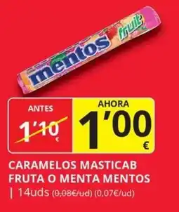 Supermercados MAS mentos caramelos masticab fruta o menta oferta