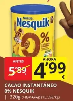 Supermercados MAS Nesquik cacao instantáneo 0% oferta