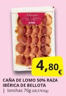Supermercados MAS MAS caña de lomo 50% raza ibérica de bellota oferta