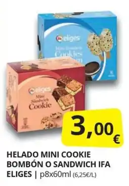 Supermercados MAS Eliges helado mini cookie bombón o sandwich ifa oferta