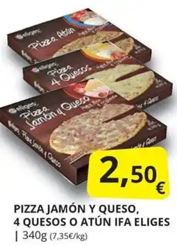 Supermercados MAS Ifa eliges pizza jamón y queso oferta